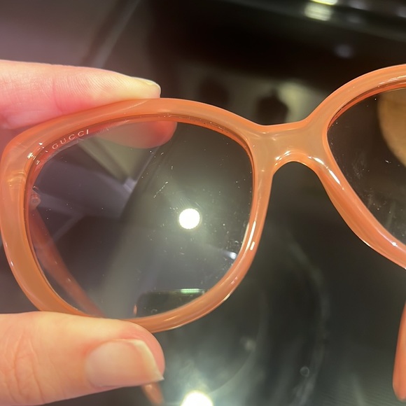 Authentic Gucci nude blush pink gradient sunglasses oversized round cat eye - Picture 14 of 17